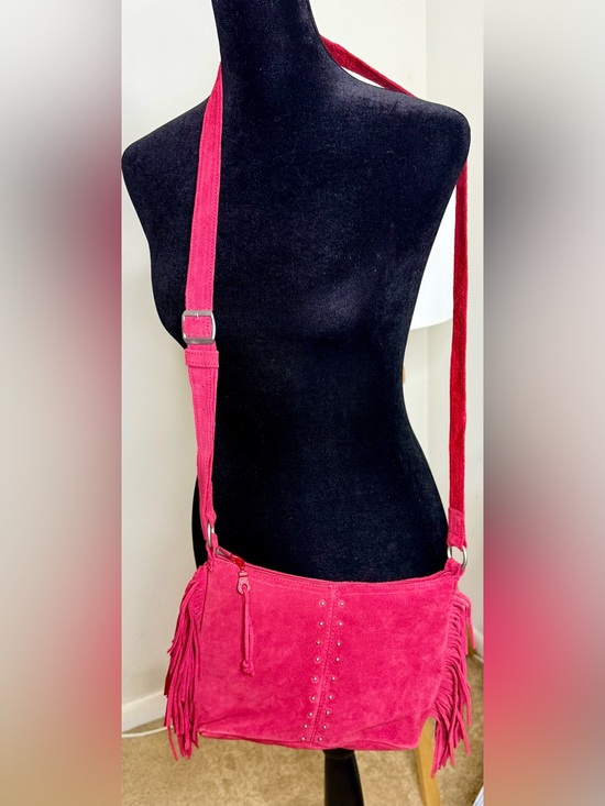 Minnetonka Handbags - Minnetonka 100% suede red fringe purse adjustable strap zip close western chic